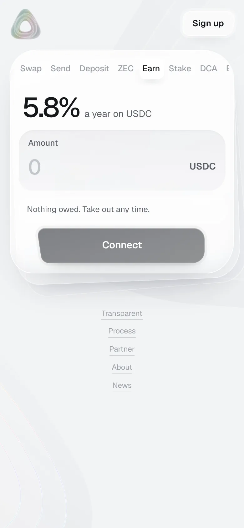 Still Earn: a yearly rate on USDC, nothing owed, take out any time
